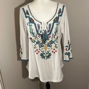 Soft Surroundings Embroidered Blouse